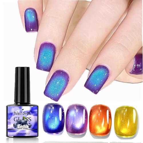 NAILGIL Fruit Cat Eye Gel-Nagellack, Farben Light Fruit Magnetic Cats Eye mit Magnetstift, süße Zitrone, Orange, Traube, Blaubeere, Salon-Maniküre, DIY für Frauen 10 ml- B von NAIL GIL