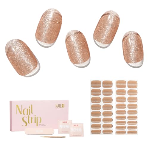 NAILOG Nagelfolie,Nagelfolie uv Härtend,Nagelfolie Selbstklebend,UV Nagelfolien,34 Stück Nagelsticker,Nails Starter Set,Geschenk für Frauen,Nude Gleam von NAILOG