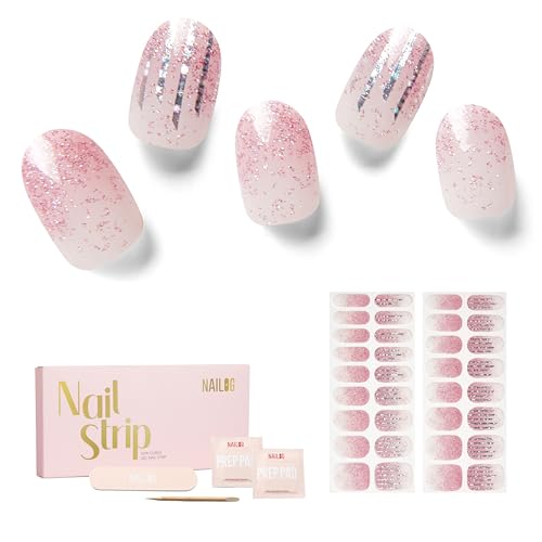 NAILOG Nagelfolie,Nagelfolie uv Härtend,Nagelfolie Selbstklebend,UV Nagelfolien,34 Stück Nagelsticker,Nails Starter Set,Geschenk für Frauen,Pink Lane von NAILOG