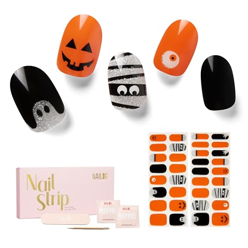 NAILOG Nagelfolie uv härtend | 34 Stück Halloween Nagelsticker selbstklebend in Salonqualität | Lang Anhaltende Nagellack-Streifen Nails Art für Frauen,Tricks or Treats NAILOG Nagelfolie uv härtend | 34 Stück Halloween Nagelsticker selbstklebend in Salonqualität | Lang Anhaltende Nagellack-Streifen Nails Art für Frauen,Tricks or Treats von NAILOG