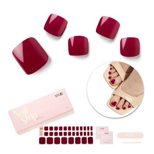 NAILOG Nagelfolie UV Härtend, 32 Stück UV Nagelfolie für fußnägel,Gel-Nagelstreifen für Füße Gel Finish für Sommer, Geschenke für Frauen Mädchen, Rouge Noir NAILOG Nagelfolie UV Härtend, 32 Stück UV Nagelfolie für fußnägel,Gel-Nagelstreifen für Füße Gel Finish für Sommer, Geschenke für Frauen Mädchen, Rouge Noir von NAILOG