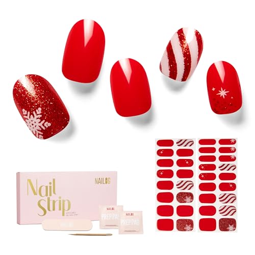 NAILOG Nagelfolie uv härtend | 34 Stück Nagelsticker selbstklebend in Salonqualität | Lang Anhaltende Nagellack-Streifen Nails Art für Frauen, Santa is Here NAILOG Nagelfolie uv härtend | 34 Stück Nagelsticker selbstklebend in Salonqualität | Lang Anhaltende Nagellack-Streifen Nails Art für Frauen, Santa is Here von NAILOG