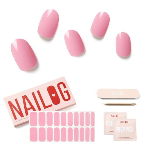 Nagelfolie UV Härtend Selbstklebend - 20 Stück Rosa UV Gel Strips.Salonqualität 14 Tage Langlebige.Geschenk Frauen für Frühling und Sommer.Tiffany von NAILOG