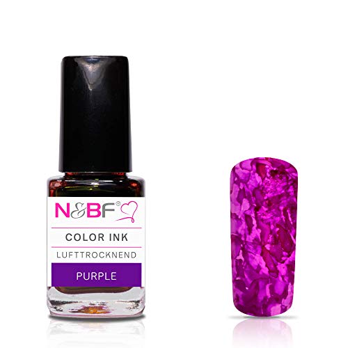 N&BF 12ml Color Ink Nagellack Purple (Lila) | Marmor-Effekt Lack lufftrocknend (dünnviskos) | Aquarell Nail Polish mit Farbverlauf im Marmor Look | Blossoming Blüten Farblack von NAILS FACTORY