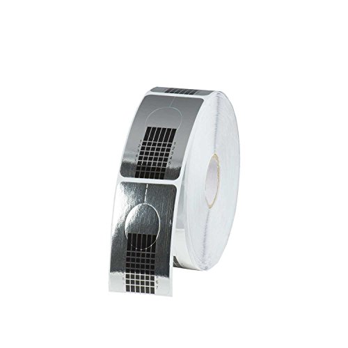 N&BF Profi Modellierschablonen Silber eckig | 100er Rolle selbstklebende Papier Schablonen für die Modellage von Gel und Acryl Nägeln | eckige Kunstnagel Schablone Gold von NAILS FACTORY