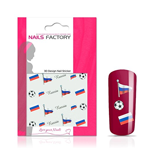 N&BF Nail Art Nagelsticker Fußball | Soccer Nagelaufkleber Russia/Russland | Russische Flaggen Sticker für Kunstnägel und Naturnägel | 3D Nageltattoos für WM & EM | Länder Fahnen Transfersticker von NAILS FACTORY