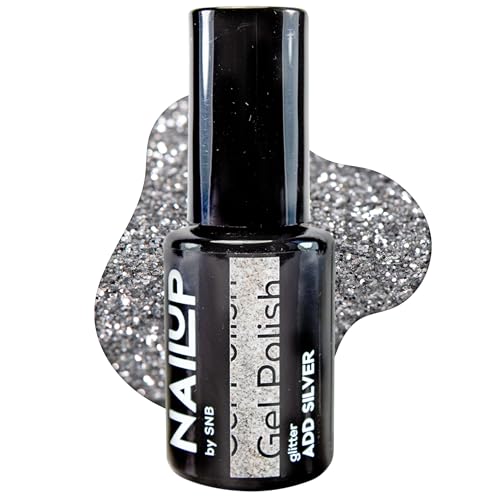 NAILUP by SNB UV/LED Gel Nagellack für Maniküre & Pediküre 6ml - Glitter | Gel Polish | SNB Professional Farben UV Lack Gel Nägel Nageldesign | Gelnägel | Gel Nail Polish (Add Silver, 6ml) von NAILUP by SNB
