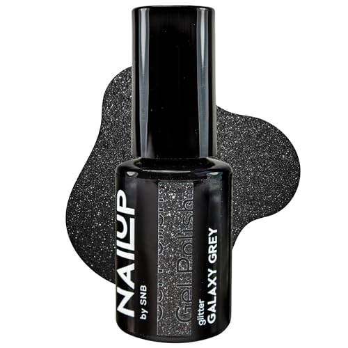 NAILUP by SNB UV/LED Gel Nagellack für Maniküre & Pediküre 6ml - Glitter | Gel Polish | SNB Professional Farben UV Lack Gel Nägel Nageldesign | Gelnägel | Gel Nail Polish (Galaxy grey, 6ml) von NAILUP by SNB