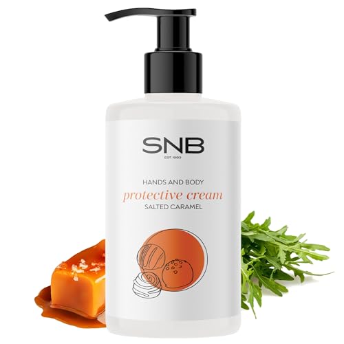 SNB Professional Hände und Körper Creme 250ml mit Salziges Karamell und Rucola-Extrakt | Handpflege & Körperpflege | Für sehr trockene und rissige Haut | Mit 94% natürlichen Inhaltsstoffen von NAILUP by SNB