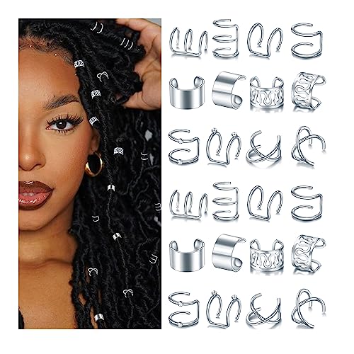 NAISKA 24 Stück Haarschmuck für Zöpfe mit Kristall-Strasssteinen, Dreadlock-Zubehör, Metalllegierung, geflochtene Clips, nicht-piercing, Ohrmanschetten, Schmuck für Damen und Herren, Haarzubehör, Zopfschmuck, Schmuckwerkzeuge (Silber) NAISKA 24 Stück Haarschmuck für Zöpfe mit Kristall-Strasssteinen, Dreadlock-Zubehör, Metalllegierung, geflochtene Clips, nicht-piercing, Ohrmanschetten, Schmuck für Damen und Herren, Haarzubehör, Zopfschmuck, Schmuckwerkzeuge (Silber) von NAISKA