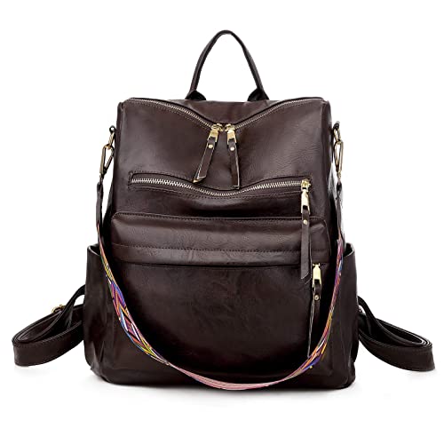 NAITOKE Damen Rucksack Anti Diebstahl Damen Mode Kunstleder Rucksack Muttertagsgeschenk,0297Kaffee-2 von NAITOKE