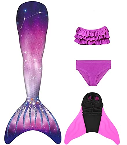 NAITOKE Mädchen Meerjungfrauenschwanz mit Bikini Mermaid Tail zum Schwimmen mit Meerjungfrau Flosse,NAGCM,140 von NAITOKE