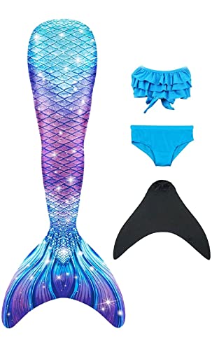 NAITOKE Meerjungfrauenflosse Mädchen mit Monoflosse Mermaid Tail Badeanzug zum Schwimmen,PLMAB,110 von NAITOKE