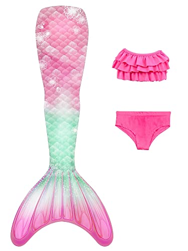 NAITOKE Meerjungfrauenschwanz mit Bikini für Mädchen,3pc，ohne Monoflosse,CLTYC,110 von NAITOKE