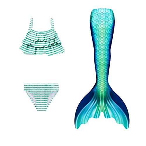 NAITOKE Meerjungfrauenschwanz mit Bikini für Mädchen,3pc,ohne Monoflosse,CYCYI,150 von NAITOKE