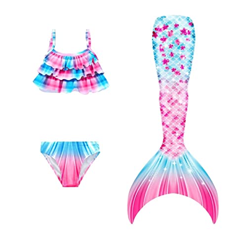 NAITOKE Meerjungfrauenschwanz mit Bikini für Mädchen,3pc,ohne Monoflosse,CYCYP,140 von NAITOKE