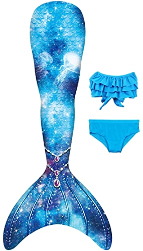 NAITOKE Meerjungfrauenschwanz mit Bikini für Mädchen,3pc，ohne Monoflosse,CYCYR,110 von NAITOKE