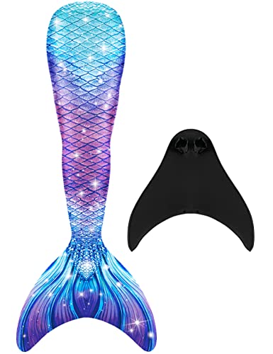 NAITOKE meerjungfrauenflosse mädchen Badeanzug - Meerjungfrau Flosse Bademode mit Bikini Set und Monoflosse Mermaid Tail, 4 Stück Set von NAITOKE