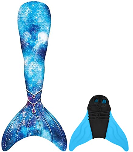 NAITOKE meerjungfrauenflosse mädchen Badeanzug - Meerjungfrau Flosse Bademode mit Bikini Set und Monoflosse Mermaid Tail, 4 Stück Set von NAITOKE