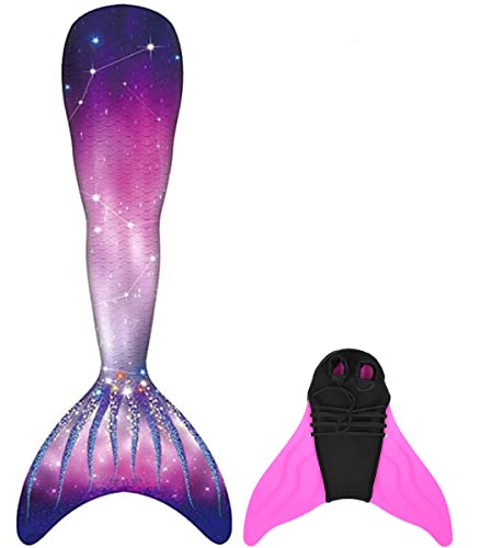 NAITOKE meerjungfrauenflosse mädchen Badeanzug - Meerjungfrau Flosse Bademode mit Bikini Set und Monoflosse Mermaid Tail, 4 Stück Set von NAITOKE