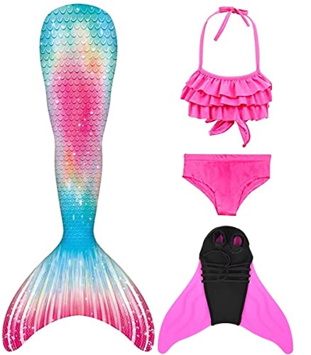 NAITOKE Meerjungfrauenschwanz mit Flosse für Mädchen Meerjungfrau mit Mermaid Tail Badeanzug,BBDMS,110 von NAITOKE
