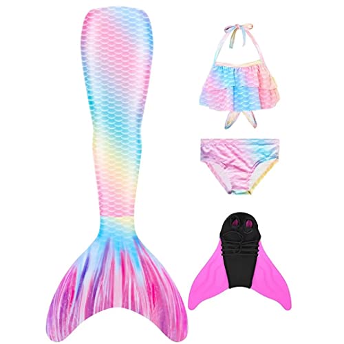 NAITOKE Meerjungfrauenschwanz mit Flosse für Mädchen Meerjungfrau mit Mermaid Tail Badeanzug,BBDMT,150 von NAITOKE