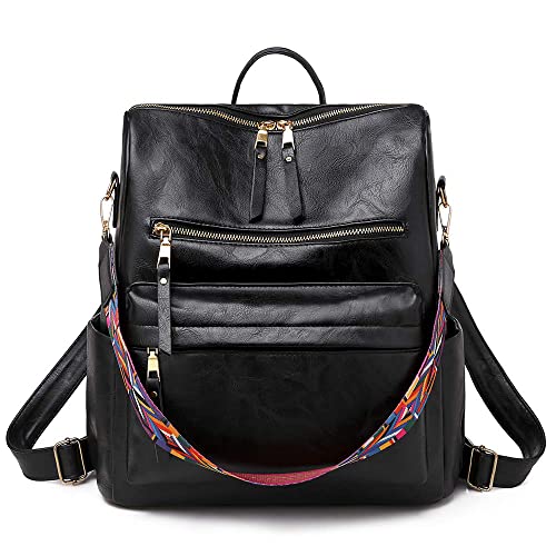 NAITOKE Rucksack Damen Anti Diebstahl Leder handtasche Tagesrucksack für Frauen Muttertagsgeschenk,0297black von NAITOKE