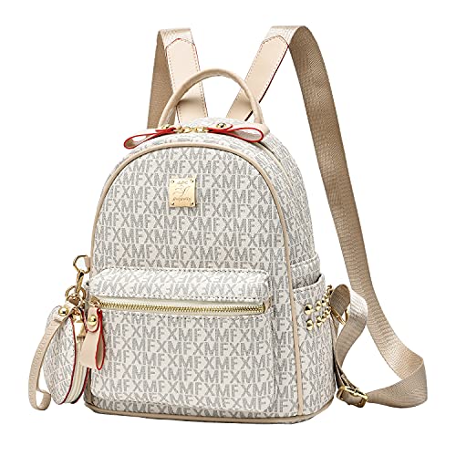 NAITOKE Rucksack Damen Klein Elegant lederrucksack Kommt mit einem kleinen Portemonnaie rucksack handtaschen für damen,Nicht-gerade weiss von NAITOKE