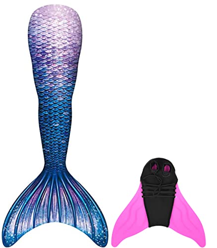 NAITOKE meerjungfrauenflosse mädchen Badeanzug - Meerjungfrau Flosse Bademode mit Bikini Set und Monoflosse Mermaid Tail, 4 Stück Set,MBHDJCAA,170 von NAITOKE