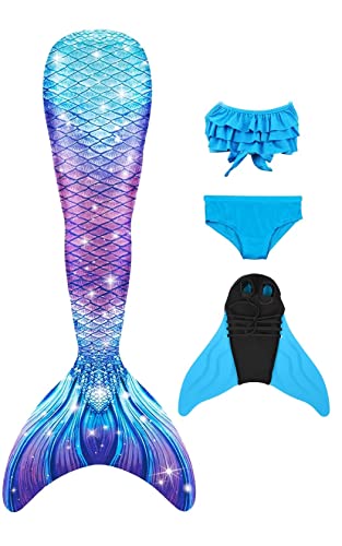 NAITOKE Meerjungfrauenflosse Mädchen mit Monoflosse Mermaid Tail Badeanzug zum Schwimmen,PLMAJ,120 von NAITOKE