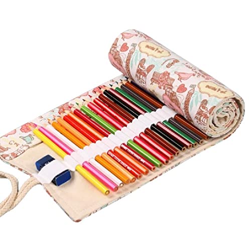 36/48/72 Löcher Bleistiftrolle Wrap Große Kapazität Federmäppchen Multiuse Roll Up Pencil Case Pen Curtain Pen Pouch Bag Makeup Wrap Bag Large Capacity Travel Pen Bag Organizer Holder Pen Curtain Roll von NAIXUE