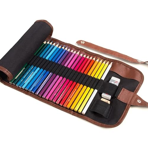 36/48/72 Löcher Bleistiftrolle Wrap Große Kapazität Federmäppchen Multiuse Roll Up Pencil Case Pen Curtain Pen Pouch Bag Makeup Wrap Bag Large Capacity Travel Pen Bag Organizer Holder Pen Curtain Roll von NAIXUE