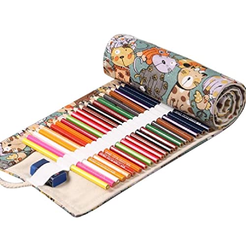 36/48/72 Löcher Bleistiftrolle Wrap Große Kapazität Federmäppchen Multiuse Roll Up Pencil Case Pen Curtain Pen Pouch Bag Makeup Wrap Bag Large Capacity Travel Pen Bag Organizer Holder Pen Curtain Roll von NAIXUE