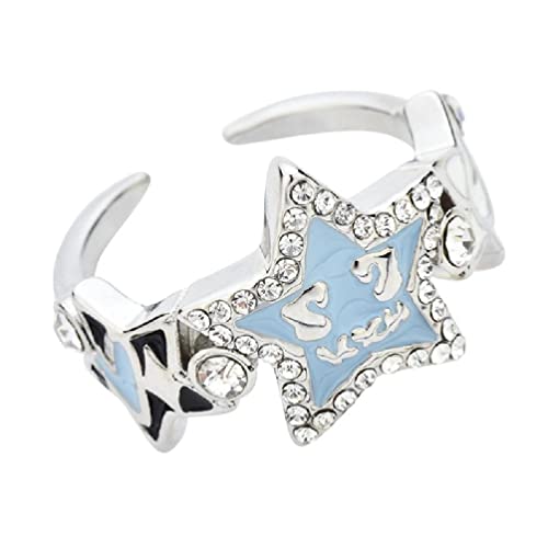 Harajuku Y2K Stern-Pentagramm-Ring für Damen, süßer Hip-Hop-Stil, verstellbar, Modeschmuck, Geschenk, Mode von NAIXUE