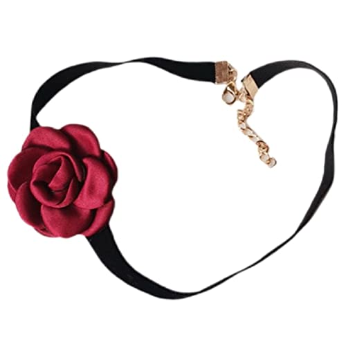 NAIXUE Rosen Halsband Kamelien Halsband Spitzen Halsband Haarband Damen Halsband Halskette Spitze Blumenhalsband Samt Halsband Kamelien Halsband von NAIXUE