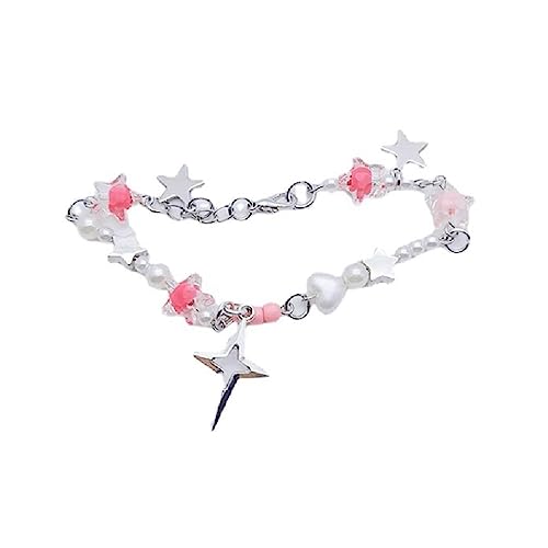 NAIXUE SüßEs Y2K Stern Perlenarmband Handgefertigter Schmuck Cooler Stern Charm Armband Schmuck Einzigartiges Ornament FüR Frauen MäDchen Teenager von NAIXUE