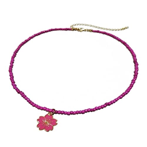 NAIXUE Zarte Perlen AnhäNger Y2K MäDchen Blumen Halskette Influencer Gleicher Stapelbarer Halsreif Mit Winzigen Perlen SchlüSselbeinkette von NAIXUE