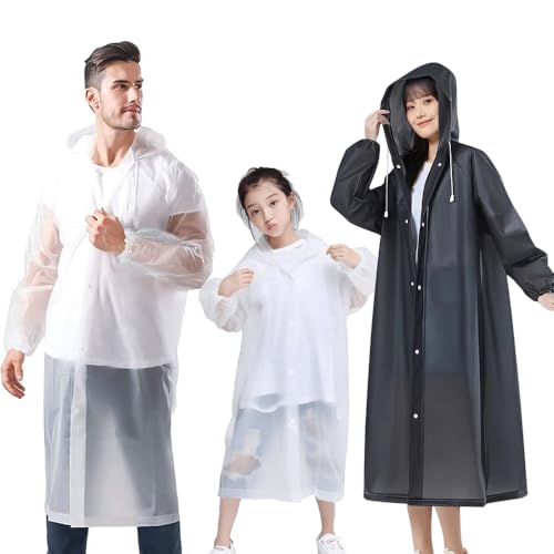 3 Stück Regenponcho Tragbar Wasserdicht,Regenmäntel Für Erwachsene Und Kinder Regenponcho,Raincoat Wiederverwendbar,Ultraleicht Regenjacke Set Für Familie Outdoor von NAJILI