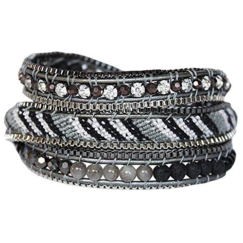 NAKAMOL Wickelarmband Grau mit Strass und Flechtband NAKAMOL Wickelarmband Grau mit Strass und Flechtband von NAKAMOL