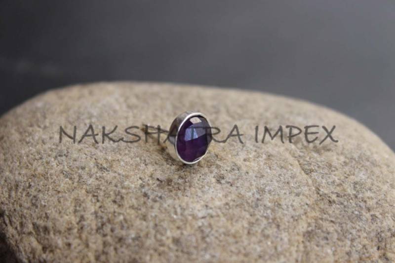 Amethyst Wasserkraft Quarz 8mm Ohrstecker Runde Briolette 925 Sterling Silber Vergoldet Collet Einstellung Ohrring von NAKSHATRAIMPEX