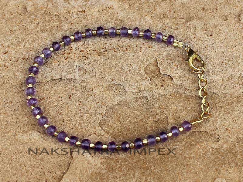 Natürliches Amethyst Armband Mit Tube Perlen Februar Stein Minimal Design Schmuck 5mm Heilarmbänder Beruhigendes Geschenk Verstellbares von NAKSHATRAIMPEX