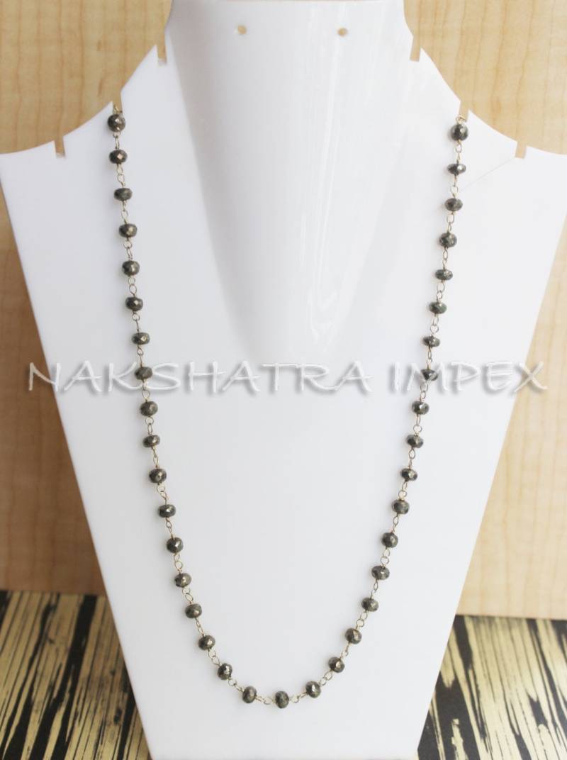 Pyrit 6mm Rondelle Facette 925 Sterling Silber Perlen Kette Vergoldet Halskette von NAKSHATRAIMPEX