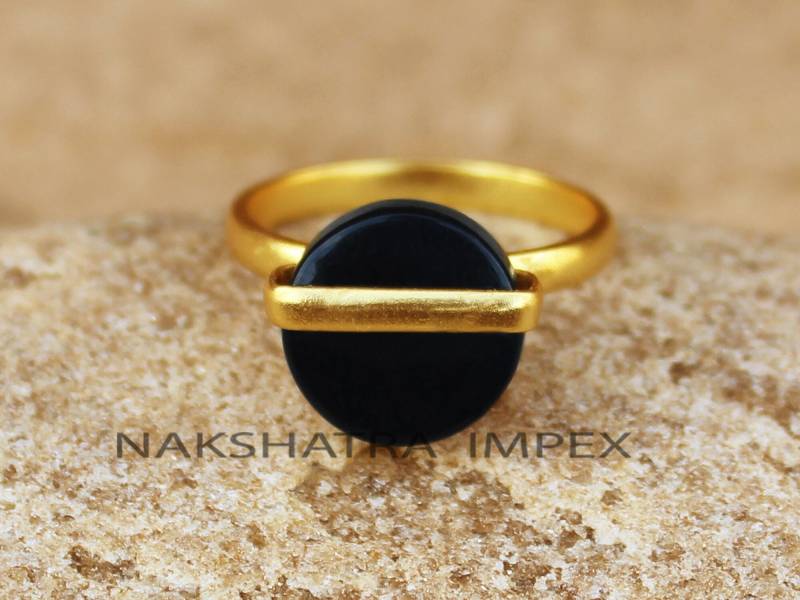 Schwarzer Onyx Rund Flacher Ring | Natürlicher Stein 925 Silber Ringe, 12mm Münze Form Alltäglicher Schmuck Geschenk Für Sie Wirewrapped von NAKSHATRAIMPEX
