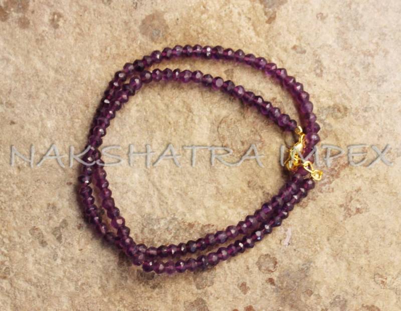 Wunderschöner Amethyst Quarz 3-4mm Roundel Facettierte Perlen Vergoldet Halskette von NAKSHATRAIMPEX
