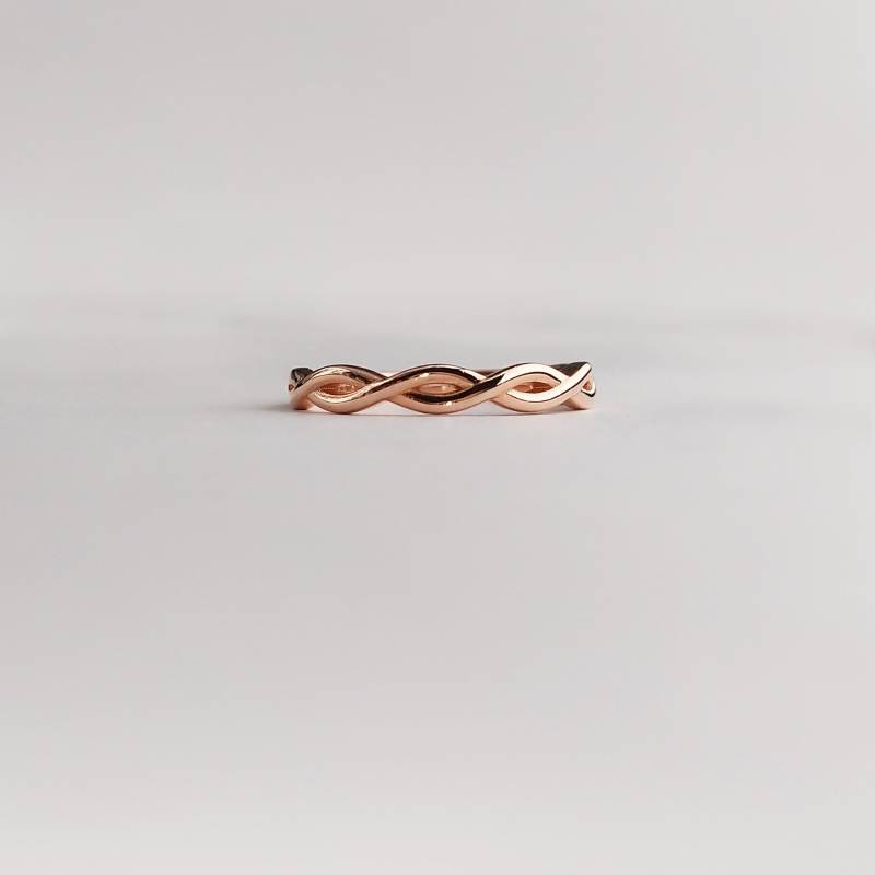 Unendlich Hochzeit Band, Solid Gold Geflochtener Ring, 9K 14K 18K Eternity Twisted Versprechen Verlobungsring, Stapelring von NAKianJewelry