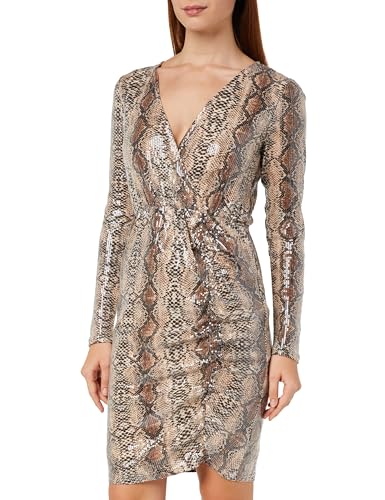 NALLY Damen Abendkleid mit Pailletten, Beige, Small von NALLY