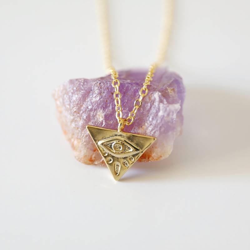 Evil Eye Halskette Dreieck Gold Geburtstagsgeschenk Brautjungfer Geschenk Abschlussgeschenk Muttertagsgeschenk von NALYDIA