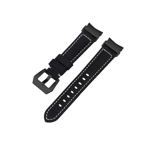 20 mm Schnellmontage-Lederarmband, passend for Samsung Galaxy Watch 6, 5, 4, 40, 44 mm, Uhr 5 Pro, 45 mm, for 6/4 Classic, 43, 47 mm, 42, 46 mm Uhrenarmband (Color : Black Black, Size : For Watch 6 von NALoRa