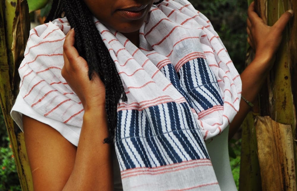 Baumwolleschal Habesha Coral/Navy 70 X 200 Fair Trade Baumwolleschal Habesha Coral/Navy 70 X 200 Fair Trade von NAMAQUAPL