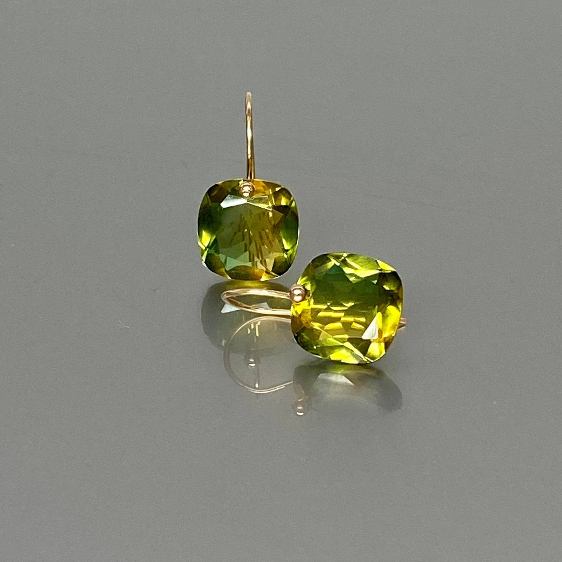 14K Solid Gold Ametrin Ohrringe | 12Ct, Grün Gelb Ohrringe, Bicolor Kleine Einer Von A-Kind Ohrringen von NAMATAdesigns